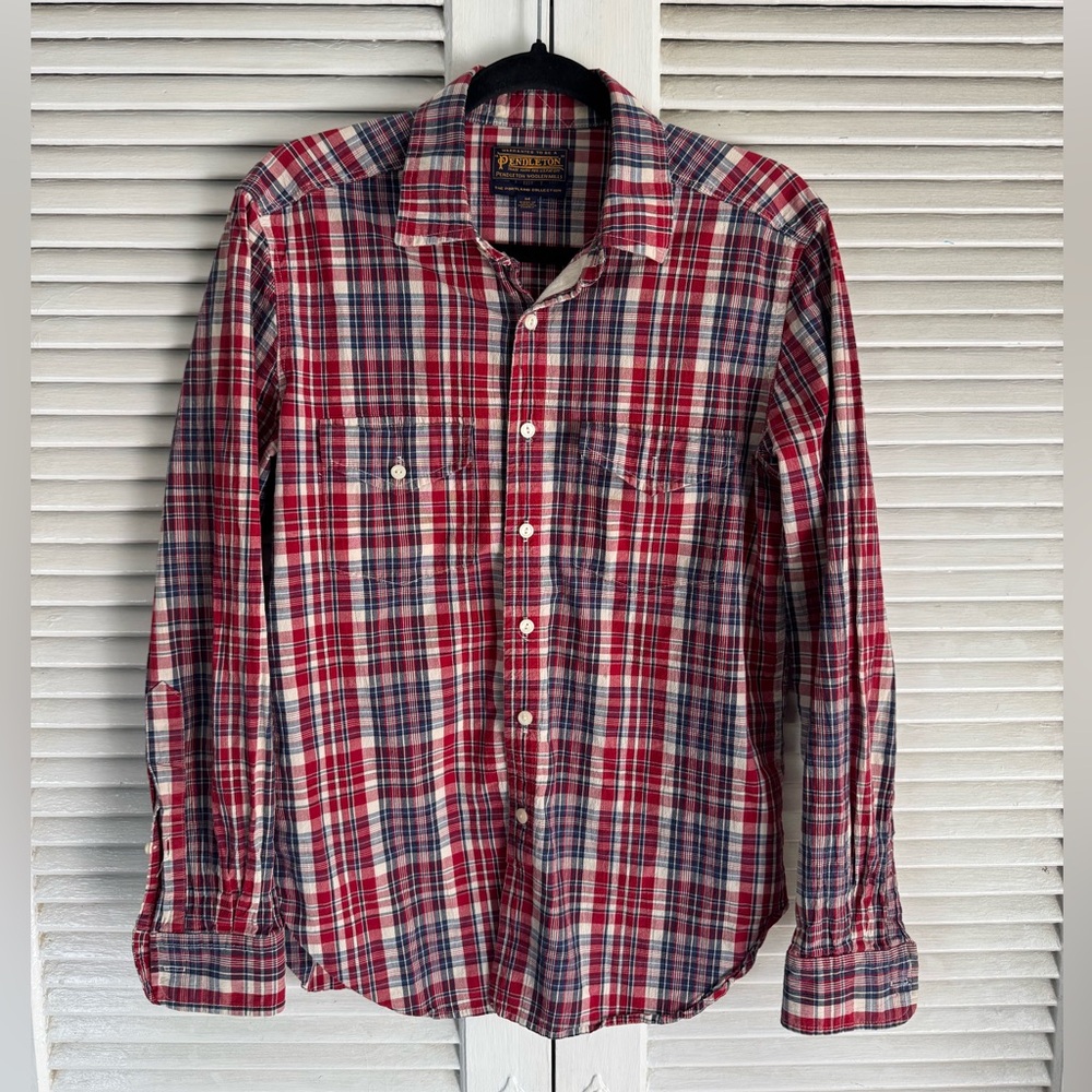 Pendleton Men's Red and Blue Plaid Button Down Shirt